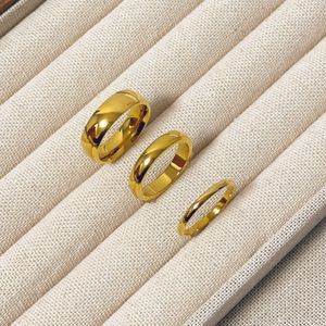 แหวนสแตนเลสสตีลชุบทอง <span class=keywords><strong>18k</strong></span> สำหรับผู้หญิง กันน้ำ ไม่หมอง ซ้อนกันได้ - Product Image 2