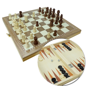 Venta caliente de lujo 3 en 1 ajedrez Backgammon torneo conjunto magnético plegable tablero de ajedrez juegos de viaje para juego de mesa familiar - Product Image 4