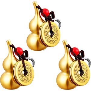 Pièces de monnaie Feng Shui avec porte-clés en laiton Calabash Wu <span class=keywords><strong>Lou</strong></span> pour la longévité, les voyages en toute sécurité, la richesse, <span class=keywords><strong>le</strong></span> succès et <span class=keywords><strong>le</strong></span> porte-bonheur Feng Shui - Product Image 1