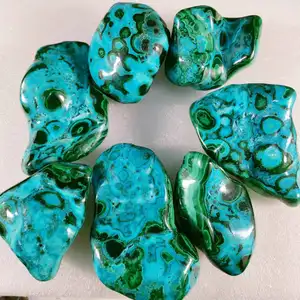 자연적인 거친 석영 돌 Chrysocolla 공작석 무기물 견본 치유 익지않는 Chrysocolla