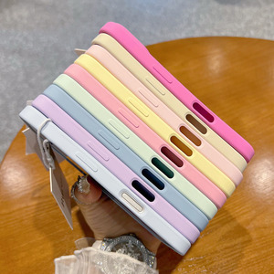 Màu Rắn Silicone Điện Thoại Di Động Trường Hợp Đối Với 12 13 14 15 16 Pro Siêu Mỏng Mềm TPU Chống Sốc Bìa - Product Image 3