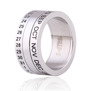 Anillo de calendario de acero inoxidable, banda giratoria de 8 mm con fecha, regalo de joyería unisex - Product Image 5