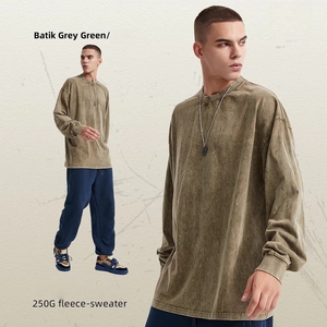 Camiseta de manga larga informal holgada para hombre, nuevo diseño Batik con 10 colores, Jersey de invierno sólido lavado para otoño para Look Brand - Product Image 4
