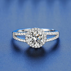 Bague en argent sterling S925 à double rangée de moissanite plaquée argent pour femme, <span class=keywords><strong>couleur</strong></span> <span class=keywords><strong>D</strong></span>, 1 carat, classique, simple, ouverte, transfrontalière - Product Image 3