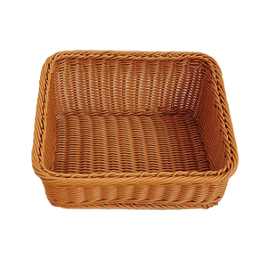 टिकाऊ हाथ से बुने पोली रतन टोकरी आयताकार स्लपिंग ब्रेड डिस्प्ले टोकरी भंडारण बास्केट - Product Image 6