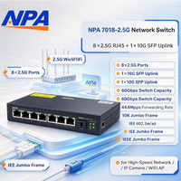 NPA 7018-2.5G 8-Port 2.5G Ethernet Switch 10G SFP Uplink 60Gbps 44.6Mpps 10K Jumbo Frame untuk Jaringan