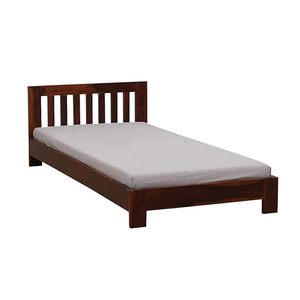 Lit simple en bois de sheesham massif de qualité supérieure avec tête de lit à lattes, cadre de lit en bois moderne, mobilier de chambre à coucher gain de place - Product Image 1