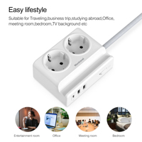 Home Office EU Multi Outlet Wall Power Extensión eléctrica Placa de plomo 2 puertos USB Socket Power Strip