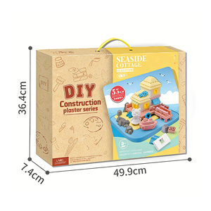 Nouveau kit de construction en plâtre DIY 51 pièces, 3 thèmes : Studio de pâtisserie, Voiture, Cabane de bord de mer, Maison de desserts, Jouet éducatif créatif pour enfants - Product Image 6
