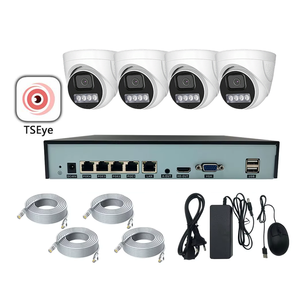 Kits de caméras de surveillance IP NVR CCTV H.265 4K extérieures 8MP étanches IP65 avec audio bidirectionnel, vision nocturne couleur et contrôle à distance, type Dôme POE - Product Image 1
