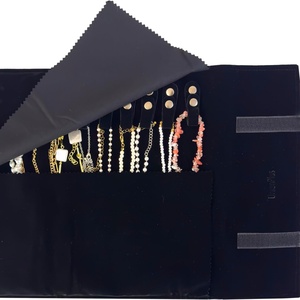 Sac de voyage en velours noir pour bijoux, organisateur anti-vent avec bande élastique pour colliers de perles - Product Image 5
