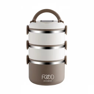 Stainless Steel Portable Insulated Thermal <b>Lunch</b> <b>Box</b> Heatable Leak Proof <b>Stackable</b> Food Container Set for Adults - Product Image 1