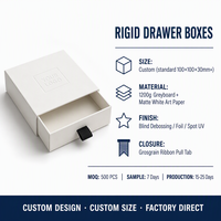 Boîte à tiroir rigide personnalisée pour bijoux, cosmétiques, cadeaux, avec logo gaufré et ruban, vente en gros, OEM, ODM, directement de l'usine