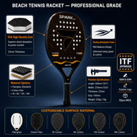 Raquette de beach tennis personnalisée en gros, noyau EVA, fibre de verre 3K 6K 12K 18K, fibre de carbone, OEM ODM, norme ITF, prix usine