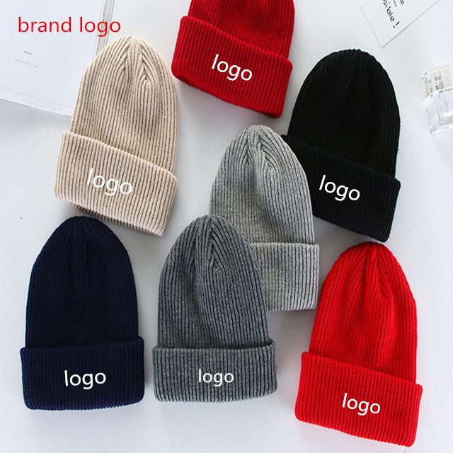 Плотные вязаные шапки в Корейском стиле для мужчин и женщин, модные плотные шапки, однотонная теплая шерстяная шапка с узором, оптовая продажа осени и зимы