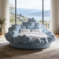 Canapé-lit rond minimaliste, futon créatif en tissu, design moelleux effet guimauve, causeuse élégante pour villa