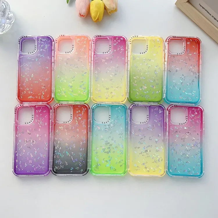 Capa de celular Dream Three-In-One com cola digital de duas cores para iPhone