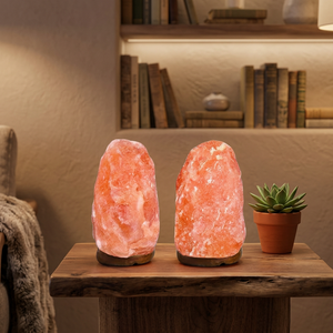 Lámpara de Sal Rosa del Himalaya, Cristal Natural Puro, Material Decorativo Duradero, con Base de Madera - Product Image 1