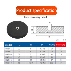 Nam Châm Cao Su 43Mm 66Mm 88Mm Nam Châm Bọc Cao Su Nam Châm Bọc Cao Su Neodymium 1/4-20 - Product Image 2