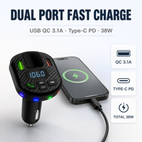 Lecteur MP3 portable pour voiture, chargeur de téléphone pour voiture, lecture de chansons avec lumière LED, chargeur portable, lecteur universel pour voiture