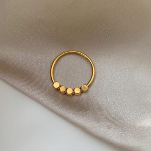 Anello Classico in Acciaio Inossidabile con Perline Quadrate, Placcato in Oro, Anelli Geometrici in Acciaio al Titanio per Donna, Gioielli alla Moda, Regalo - Product Image 1