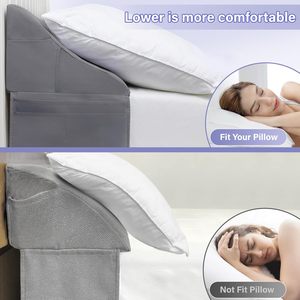 Coussin <span class=keywords><strong>de</strong></span> <span class=keywords><strong>lit</strong></span> King Size avec design en forme <span class=keywords><strong>de</strong></span> <span class=keywords><strong>cale</strong></span>, pour tête <span class=keywords><strong>de</strong></span> <span class=keywords><strong>lit</strong></span> et remplissage d'espace <span class=keywords><strong>de</strong></span> <span class=keywords><strong>matelas</strong></span> (0-6 pouces), en polyuréthane PU gris uni, 76x10x7 - Product Image 5