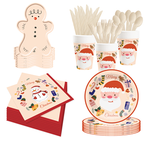 DAMAI Christmas Party Supplies Gingerbread Man Paper Plates Napkins Xmas Gnome Party Disposable Tableware Set Decorations - Product Image 4