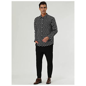 Camicie da uomo personalizzate in cotone 100% moda camicia abbottonata a maniche lunghe con stampa Slim Fit a pois - Product Image 5