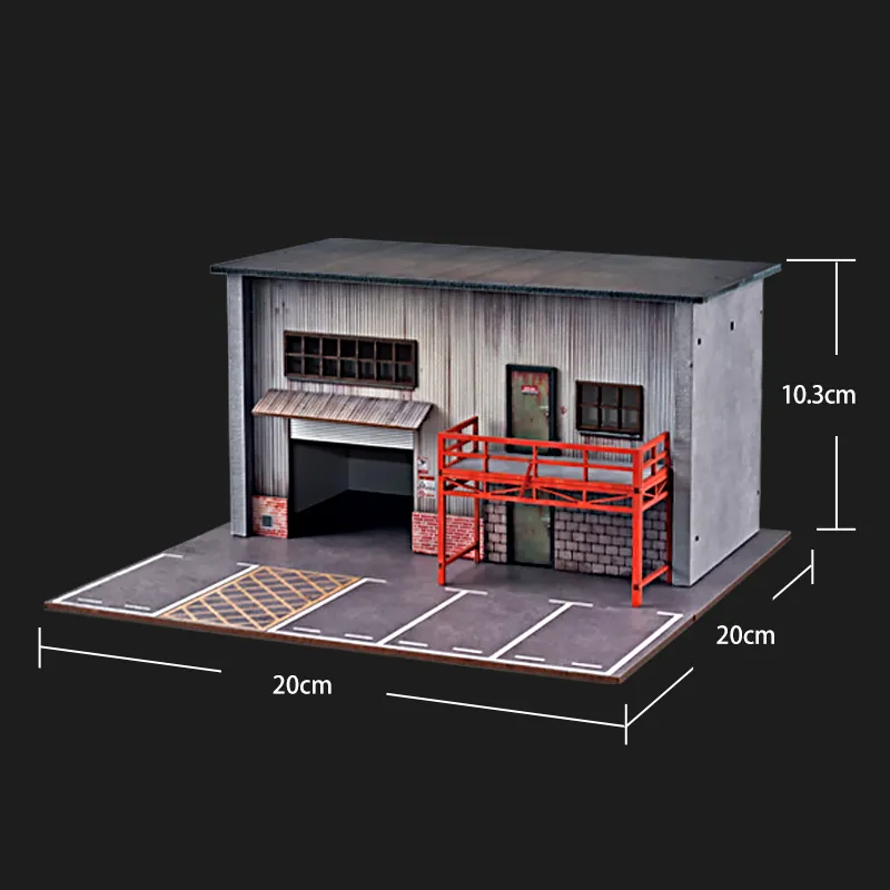 Kivcmds 1:64 Simulación American Garage Scene modelo DIY cabina escena en miniatura 3D modelo de montaje