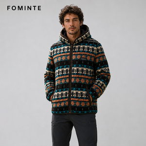 Veste polaire vintage pour homme, motif aztèque imprimé, style tribal rétro, streetwear - Product Image 3