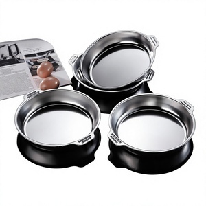 Casserole en acier inoxydable poli miroir style Hong Kong, à double poignée, pour cuisson à sec, usage domestique, fond plat - Product Image 2