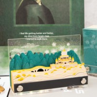 Vente en gros de bloc-notes autocollantes 3D Castle Blocs de papier pour notes postales DIY Cadeau promotionnel Bloc-notes 3D découpé au laser avec lumières