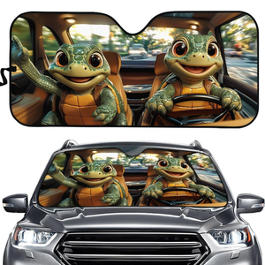 Two Dinosaurs Digital Printing Luxury Polyester Fiber Foldable 1pcs Universal Fit Car Windshield <b>Sun</b> <b>Shade</b> Heatshield UV - Product Image 1