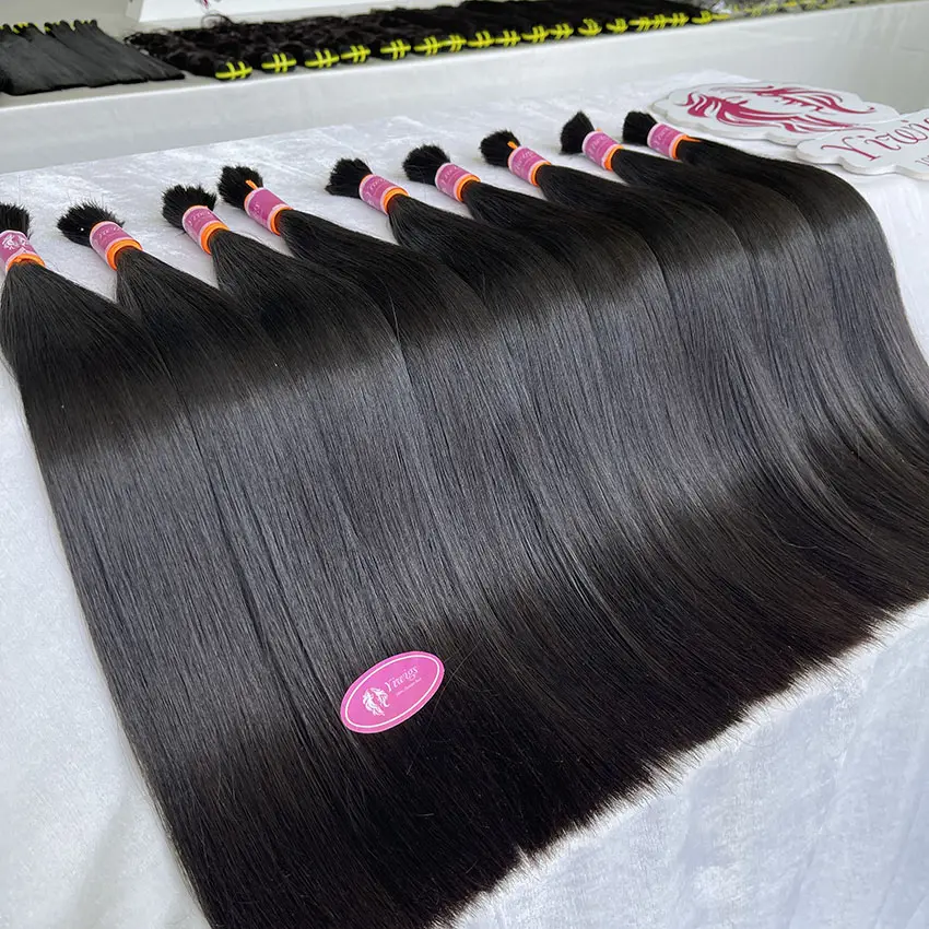 Großhandel Günstige No Weft Brasilia nische Nagel haut Ausgerichtetes Haar Bulk 12A Double Drawn Unverarbeitete Raw Virgin Bulk Echthaar Zum Flechten