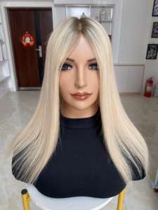 Topper de Cabello Humano Natural con Cutícula Alineada, Base de Seda de 6.5x7 Pulgadas, Rubio con Reflejos Marrones, Liso y Ondulado, para Mujer - Product Image 2