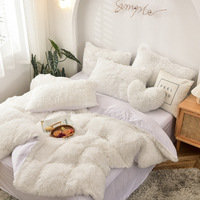 Literie en peluche hirsute de luxe chaude 4 pièces ensemble King king size duveteux chaud bonne qualité couette ensemble pour l'hiver