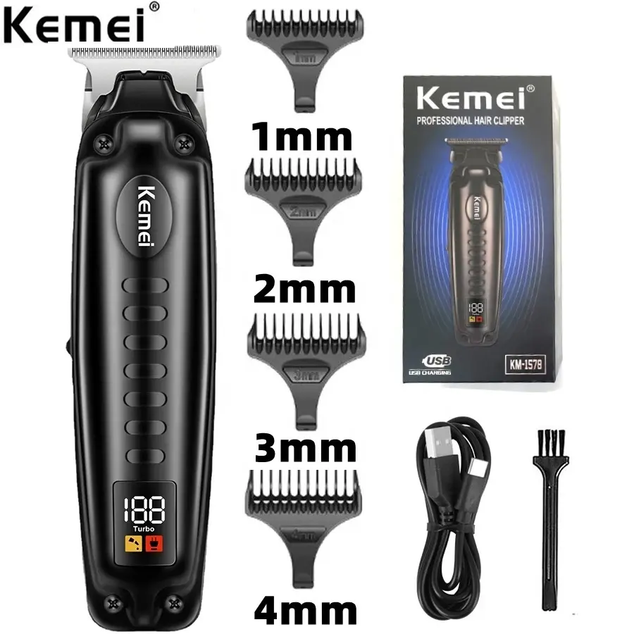 Kemei Tondeuse à cheveux rechargeable Machine Km-1578 2299 Dc Moteur Tondeuse à cheveux électrique Tondeuse à cheveux