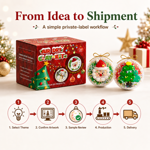 Christmas Air Dry Clay DIY Craft Kit 4 Ornaments Safe Non-Toxic Kids Art <b>Set</b> W/ Beads Glitter <b>Xmas</b> <b>Gift</b> OEM Private Label Bulk - Product Image 5