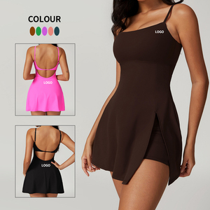 Benutzer definierte Logo gepolsterte Gym Sport kleid gefütterte Shorts Square Neck Tennis rock Damen enge Golf röcke mit inneren Shorts - Product Image 4