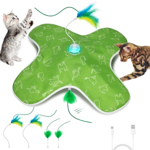 Jouets interactifs pour chats en plastique rechargeables, jouet pour chatons à faire cachette, jouet à plumes mobiles activé par le toucher, design de jouet à plumes cachées - Product Image 1