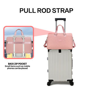 Designer Women's Quilted Embroidery Waterproof Luxury <strong>Large</strong> Capacity Travel Weekend Overnight Gym Travel <strong>DuffleBag</strong> Travel Bag - Product Image 4