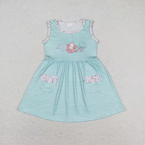 Vente en gros de robes d'été décontractées respirantes pour bébés filles, 8 styles, longueur genoux - Product Image 5