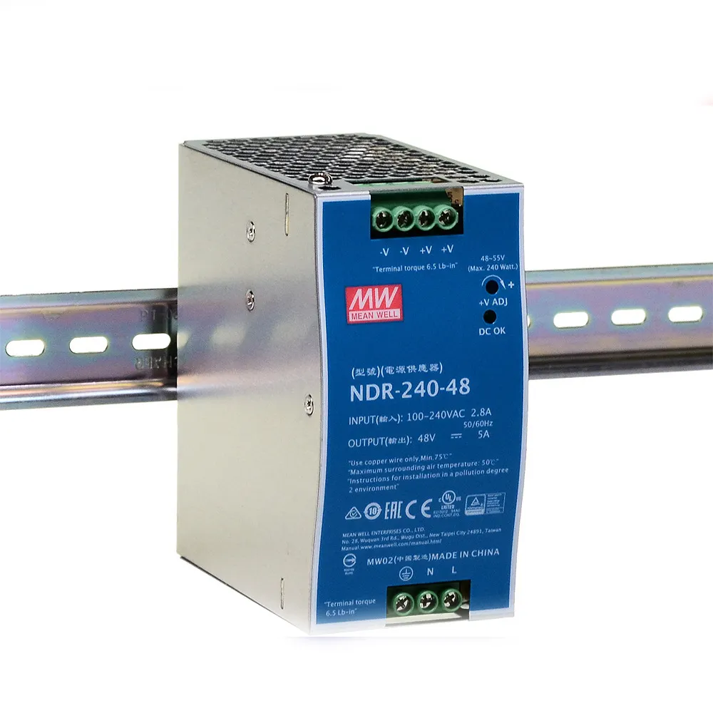 工場オリジナルMean well Power 48V 5A Din Rail Switch meanwell NDR-240-48産業用制御システム用電源