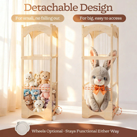Tour de rangement en bois pour animaux en peluche pour enfants, grand rangement de jouets avec roulettes pour chambre d'enfant et salle de jeux