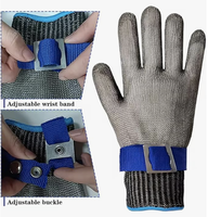 Gants de travail de sécurité en maille métallique à cinq doigts en acier inoxydable 304, durables et antirouille