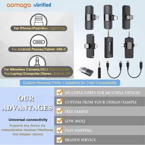 K15 Không Dây Lavalier Microphone Cho iPhone Android Máy Ảnh, 3-Trong-1 <span class=keywords><strong>Mini</strong></span> Microphone 2.4G Siêu Thấp Chậm Trễ Cho Quay Video/Vlog - Product Image 3