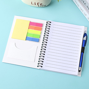 Ensemble cadeau de carnets à spirales personnalisés pour étudiants, avec stylo à bille et notes adhésives, vente en gros - Product Image 3