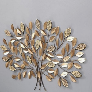 Décoration murale grande taille au design floral fini or Décoration intérieure de la maison Décoration intérieure moderne et personnalisée en métal - Product Image 4