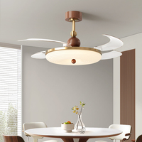Ventilateur de plafond LED moderne de 42 pouces avec télécommande, design européen, corps rétractable en ABS, puissant moteur DC, installation WiFi