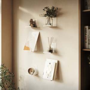 Étagère murale en métal Runa, style industriel moderne, en acier noir mat avec revêtement en poudre, pour salon ou chambre à coucher - Product Image 3